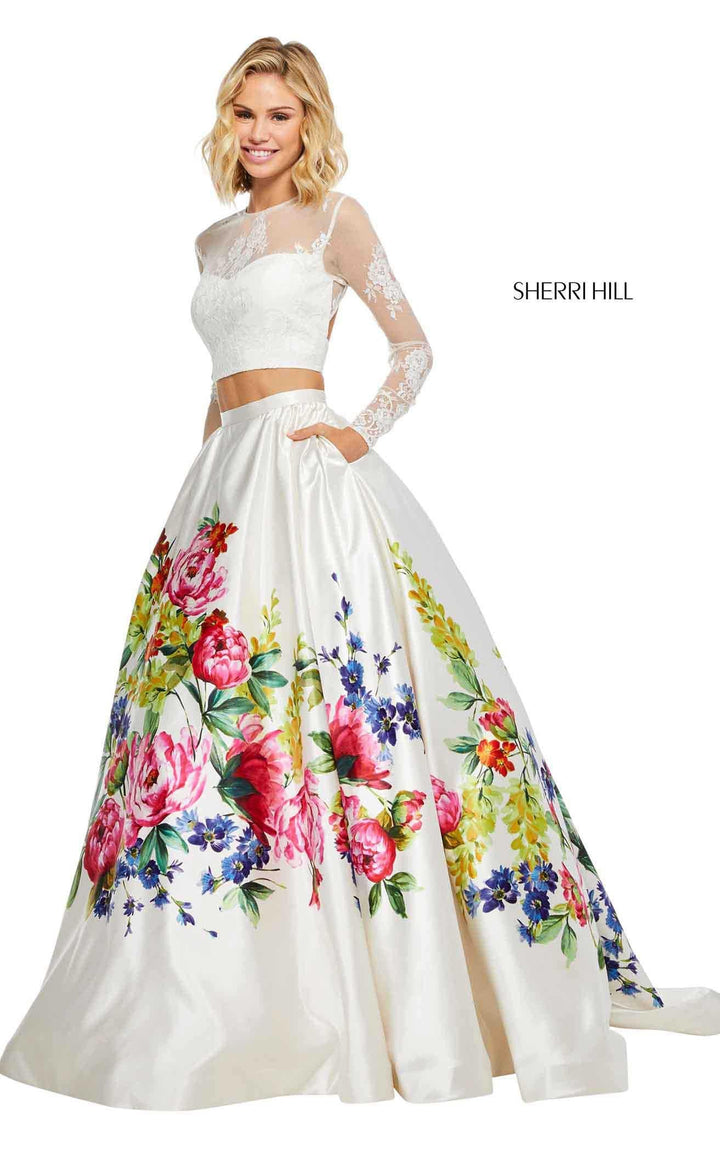 Sherri Hill 52625 Ivory Print