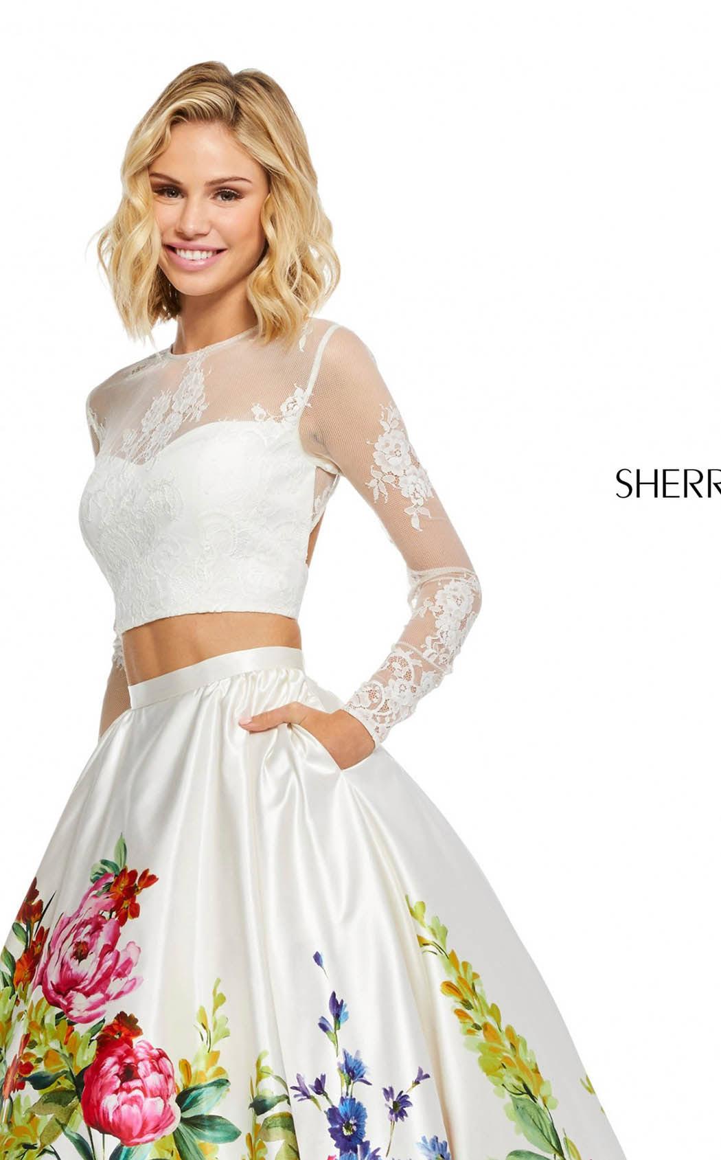 Sherri Hill 52625 Ivory Print