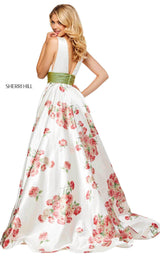 Sherri Hill 52632 Ivory-Print-Green