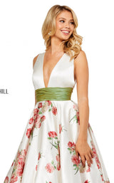 Sherri Hill 52632 Ivory-Print-Green