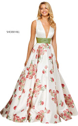 Sherri Hill 52632 Ivory-Print-Green