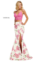 Sherri Hill 52635 Candy-Pink-Ivory-Print