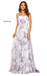 Sherri Hill 52636 Ivory-Lilac-Print