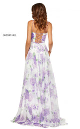 Sherri Hill 52636 Ivory-Lilac-Print