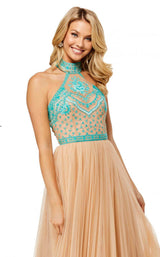 Sherri Hill 52662 Nude/Aqua