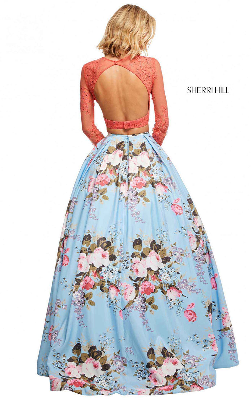 Sherri Hill 52717CL Coral-Blue-Print