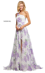 Sherri Hill 52727 Ivory-Lilac-Print