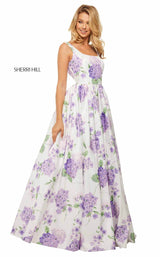 Sherri Hill 52815 Ivory-Lilac-Print