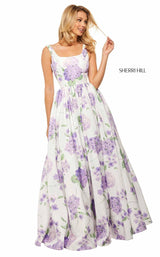 Sherri Hill 52815 Ivory-Lilac-Print
