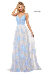 Sherri Hill 52857 Light-Blue-Ivory-Print
