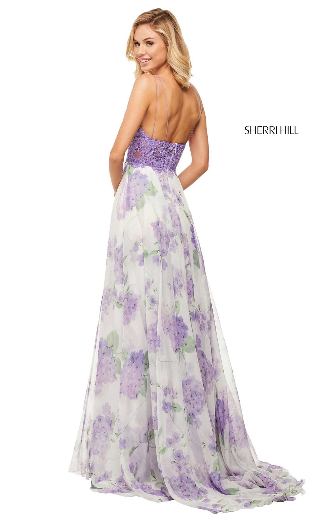 Sherri Hill 52857 Lilac-Ivory-Print