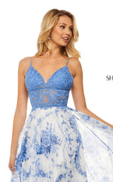 Sherri Hill 52858 Blue-Ivory-Print