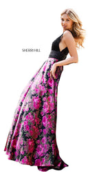 Sherri Hill 52861 Black-Fuchsia-Print