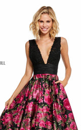 Sherri Hill 52861 Black-Fuchsia-Print