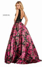 Sherri Hill 52861 Black-Fuchsia-Print