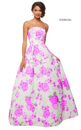 Sherri Hill 52865 Ivory-Pink-Print