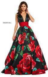 Sherri Hill 52898 Black-Red-Print