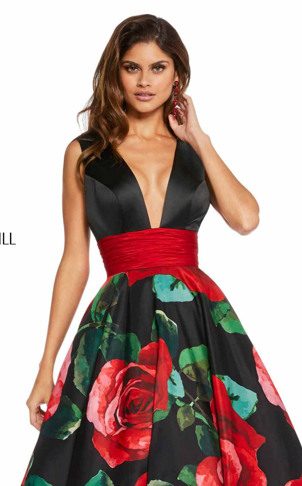 Sherri Hill 52898 Black-Red-Print