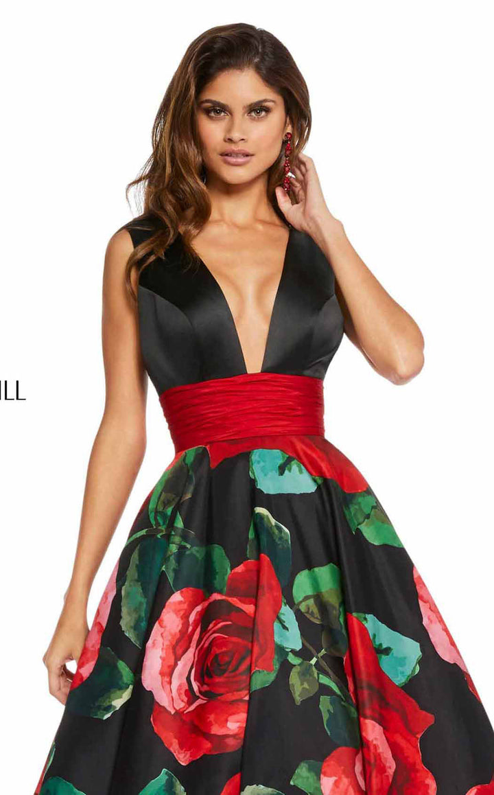 Sherri Hill 52898 Black-Red-Print