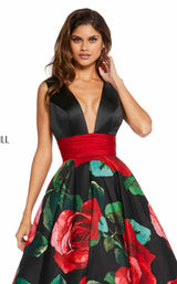 Sherri Hill 52898 Black-Red-Print