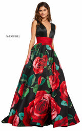Sherri Hill 52898 Black-Red-Print