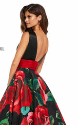 Sherri Hill 52898 Black-Red-Print