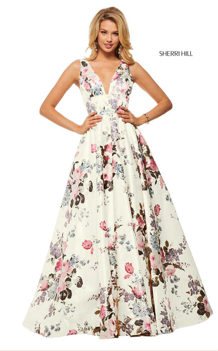 Sherri Hill 52909 Ivory Print