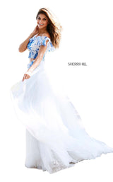 Sherri Hill 52910 Blue-Ivory-Print