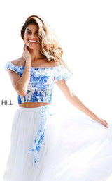 Sherri Hill 52910 Blue-Ivory-Print