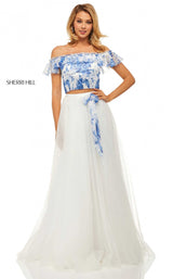 Sherri Hill 52910 Blue-Ivory-Print