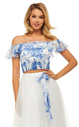 Sherri Hill 52910 Blue-Ivory-Print
