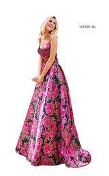 Sherri Hill 52932 Black-Fuchsia-Print
