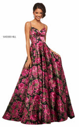 Sherri Hill 52932 Black-Fuchsia-Print