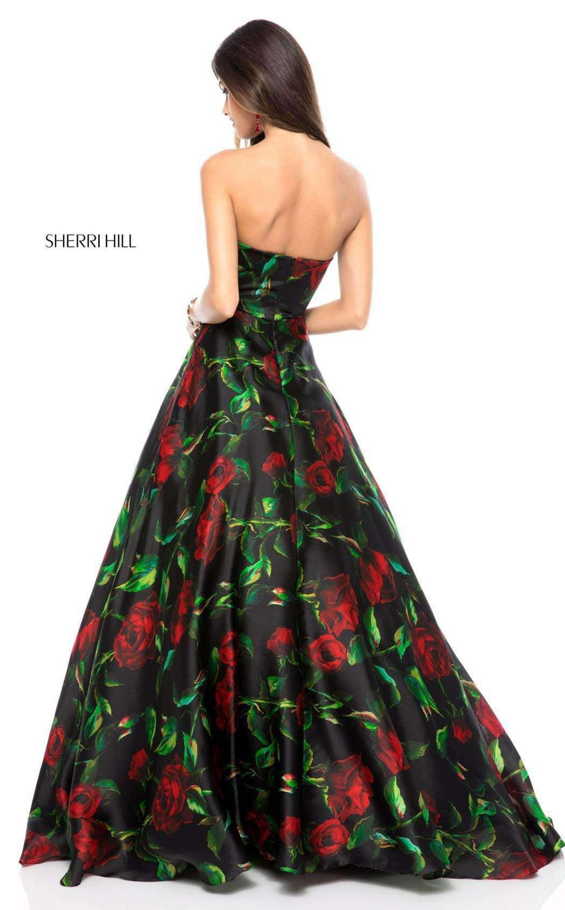 Sherri Hill 51803 Black-Red-Print