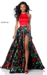 Sherri Hill 51870 Red Black Print
