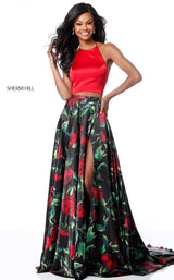 Sherri Hill 51870 Red Black Print