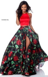 Sherri Hill 51870 Red Black Print