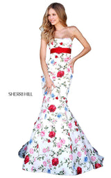 Sherri Hill 51882 Ivory-Red-Print