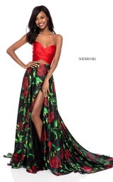 Sherri Hill 51937 Red Black Print