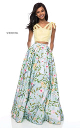 Sherri Hill 51959 Yellow Aqua Print